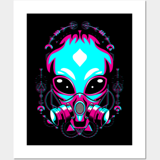 alien mask glitch Posters and Art